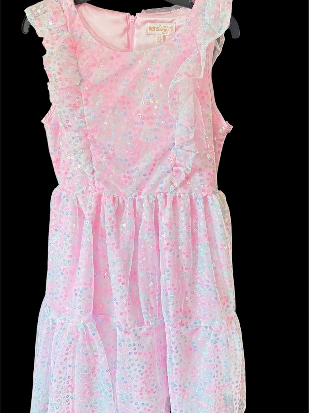 Kensie Girl Pink Sequin Ruffle Party Dress